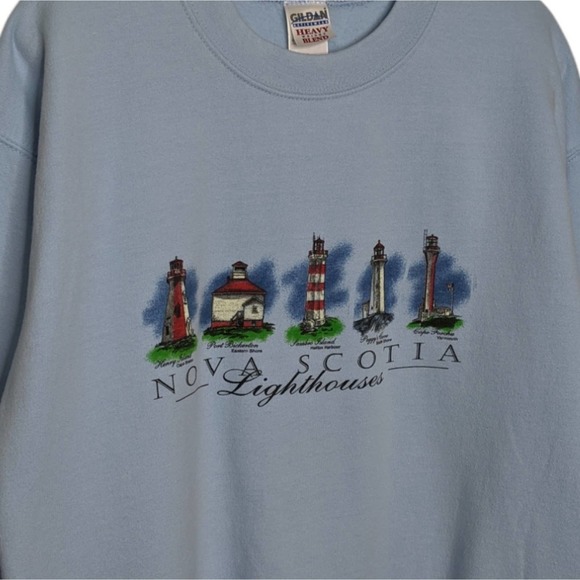 Vintage Nova Scotia Lighthouse Nature Outdoors Ocean Sea Wildlife Crewneck Sweat - Picture 3 of 4